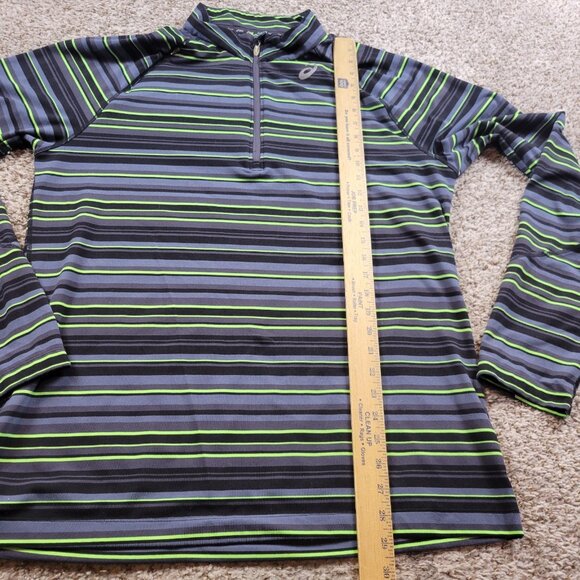 Asics Pullover Mens XL Striped Long Sleeve 1/4 Zip Athletic Running Soft - Picture 5 of 8